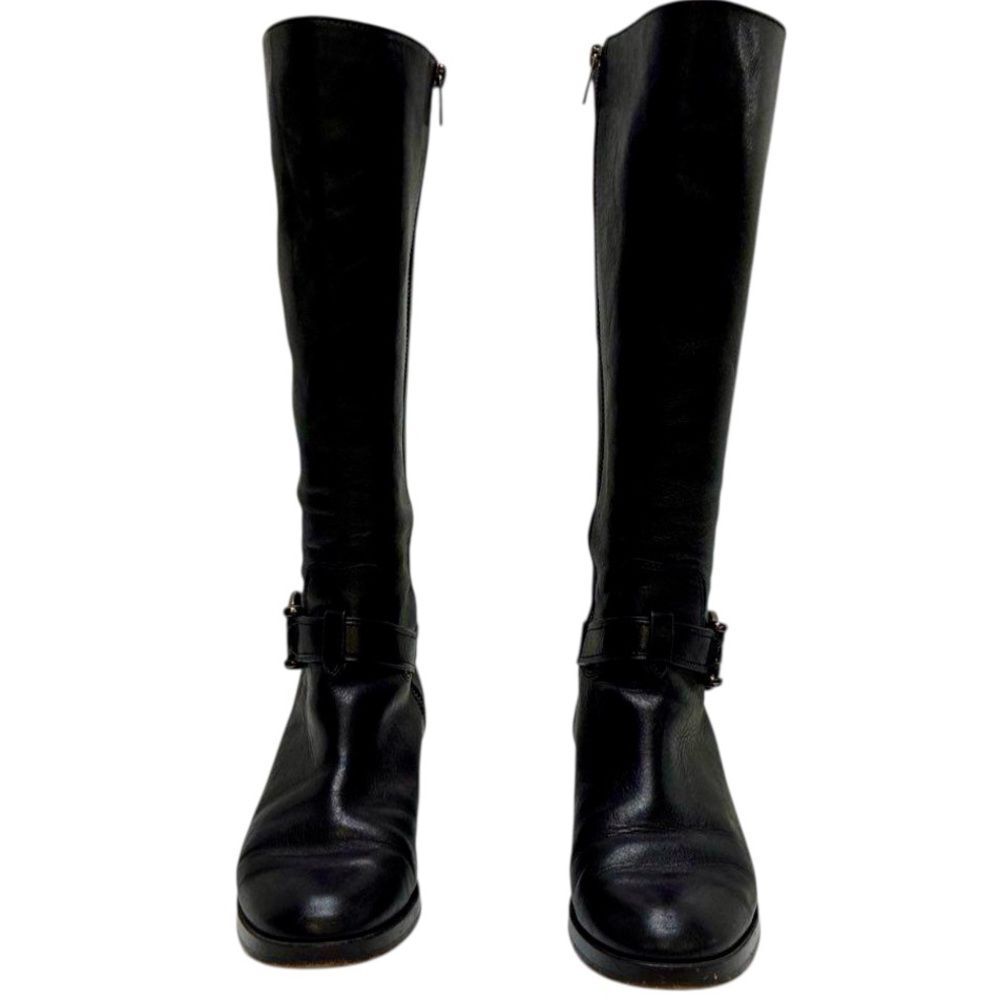 Coach Carolina Black Leather Riding Boots Harness Knee High Size 8 - Picture 3 of 11